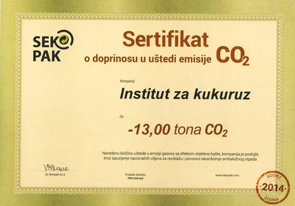 Institut doprinosi uštedi emisije CO2