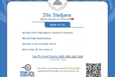 Dr Slađana Žilić na prestižnoj listi 2% najuticajnijih naučnika na svetu