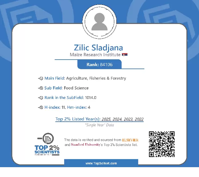 Dr Slađana Žilić na prestižnoj listi 2% najuticajnijih naučnika na svetu